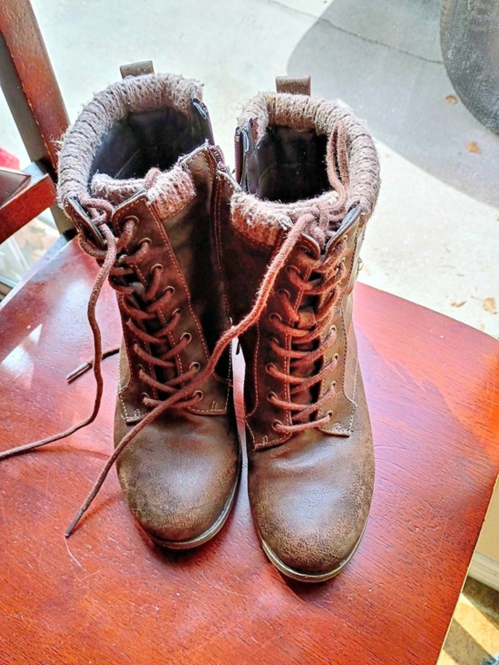 Dr. Scholl's Ricardo Leather Combat Boots in Brown